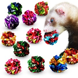 SunGrow Ferret Mylar Crinkle Balls, for Exercise to Keep Fit, Lightweight, Multicolor Shiny Foil with Crinkly Sound for Indoor Pet (12 pcs)