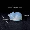 OwMell 2" Opalite Cat Statue Hand-Carved Healing Stone Man-Made Opal