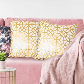 Betadistor Gold Velvet Cushion Cover 18x18Inch - 2 Pack Soft Accent Pillow Covers for Couch Bedroom 524-0534