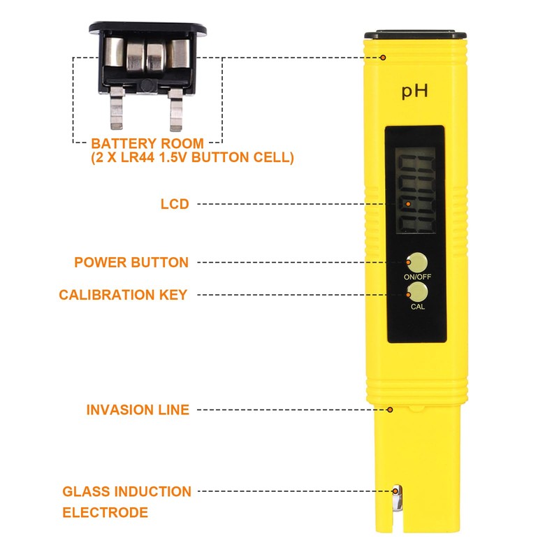 Digital ph Meter, 0.00-14.00 High Precision pH Pen, Auto Calibration