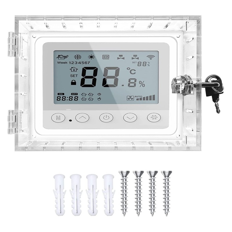 Thermostat Lock Box Transparent Acrylic Universal Clear Cover with 2
