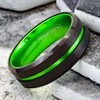 Sublime 8mm Black Tungsten Ring w/Lime Green Stripe & Matching