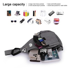 HUA ANGEL Stylish Chest Bag Crossbody Bag Lightweight Floral Pattern Backpack Women's Waterproof Small Sling Bag Chest Bag Shoulder Bag Women's with Bottle Compartment for Travel Sporty Hiking, gray,