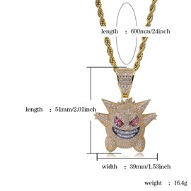KMASAL Jewelry Unisex Exquisite Bubble Pendant Hip Hop Iced Out Rhinestone Crystal Necklace 18K Gold Plated with 24” Stainless Rope Chain for Men Women