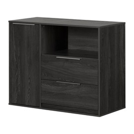 South Shore Hourra 2-Drawer Dresser with Door, Gray Oak