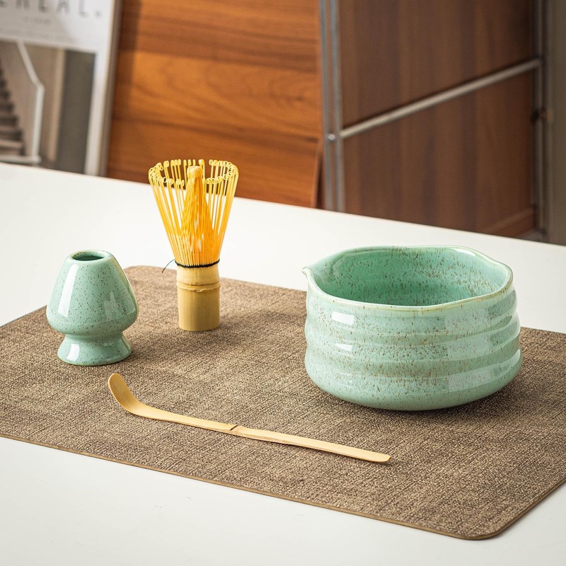 4Pcs Matcha Whisk Set， Matcha Set with Bamboo Matcha Whisk,