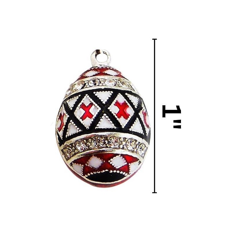 Needzo Enameled Sterling Silver Pysanka Egg and Three Bar Cross