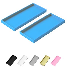 Mriluvy Vanity and Bathroom Tray, 11.8" ABS Countertop Organizer,Waterproof Vanity Tray for Toilet Tank,Perfume,Soap,Keys,Bathroom Accessories,Kitchen and Bath Trays,Non Slip Small Trays,Blue,2 Pack