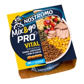 Nostromo - Mix&Go VITAL PRO+ Tonno con Lenticchie, Bulgur, Verdure e Semi di Zucca – Piatto Pronto Equilibrato, Ricco di Fibre e Proteine – 1 Confezione da 190g
