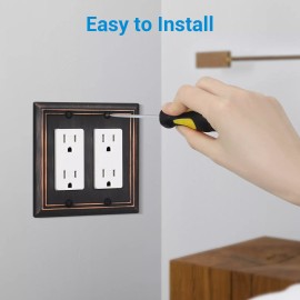 DEWENWILS Double Decorator Wall plates, Aged Bronze Outlet Covers, Metal 2-Pack