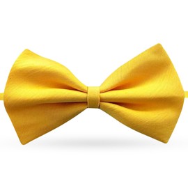 FATASH Kids Bow Tie for Boys, Silk Satin Pre-Tied Bowtie, Adjustable Neck Bow Tie, Classic Solid Color Bowtie Suitable For Birthday Party, Wedding - Yellow