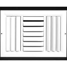 12"w X 10"h 3-Way Aluminum Curved Blade Adjustable Air Supply HVAC Diffuser - Full Control Vertical/Horizontal Airflow Direction - Vent Duct Cover [Outer Dimensions: 13.65"w X 11.65"h]