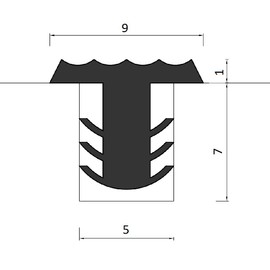 TIBU Step Stop Stair Treads Non-Slip Profile Slip Protection and Non-Slip Rubber in Various Colours Mini (9 mm Wide x 1 mm Thick) Black (MINI)