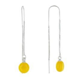 LES POULETTES BIJOUX - Sterling Silver Chain Earrings and Ceramic Beads - Yellow, Ceramic