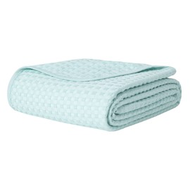 Amorchoice Cotton Waffle Blanket Soft Lightweight Breathable Bed Blanket Skin-Friendly Blanket for Couch All Season （90 * 90" Green）