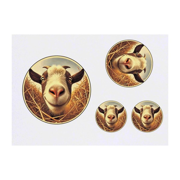 4 x 'Smiling Goat' Temporary Tattoos - Water Resistant, Skin-Safe,