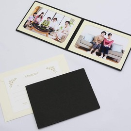 Yamadaya Hataya Blank Cover Photo Mount 2L Size 2 Sides Horizontal (With Envelope, Message Card: Ivy) (Black)