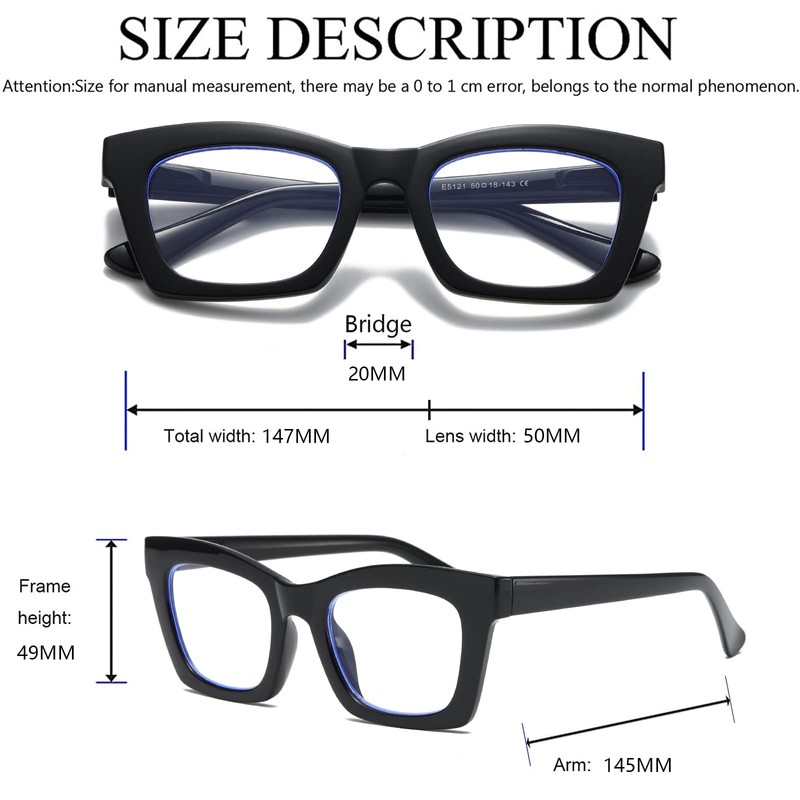 Hubeye 5 Pairs Oprah Style Square Reading Glasses for Women