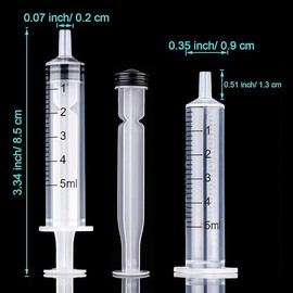 10 Pack 5ml/cc Plastic Syringe,Individually Sealed with Measurement, for Scientific Labs, Measuring Liquids, Feeding Pets, DIY Lip Gloss, Oil or Glue Applicator, Art Painting (5 ml)