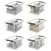 WYT Clear Storage Latch Bins, 6-Pack Storage Organizer Box with