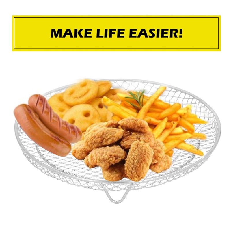 3PCS Fryer Rack Set Stainless Steel Round Stackable Multi Layer
