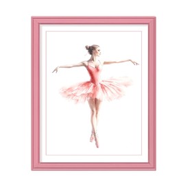 Zhenqing Elegant Ballet Dancer Cross Stitch Kit - 11CT 15.7x19.7 Inch (40x50cm), Pink & White Graceful Dance Design, DIY Embroidery Kit with Threads, Fabric & Guide, Perfect Home Decor Art Gift(67492)