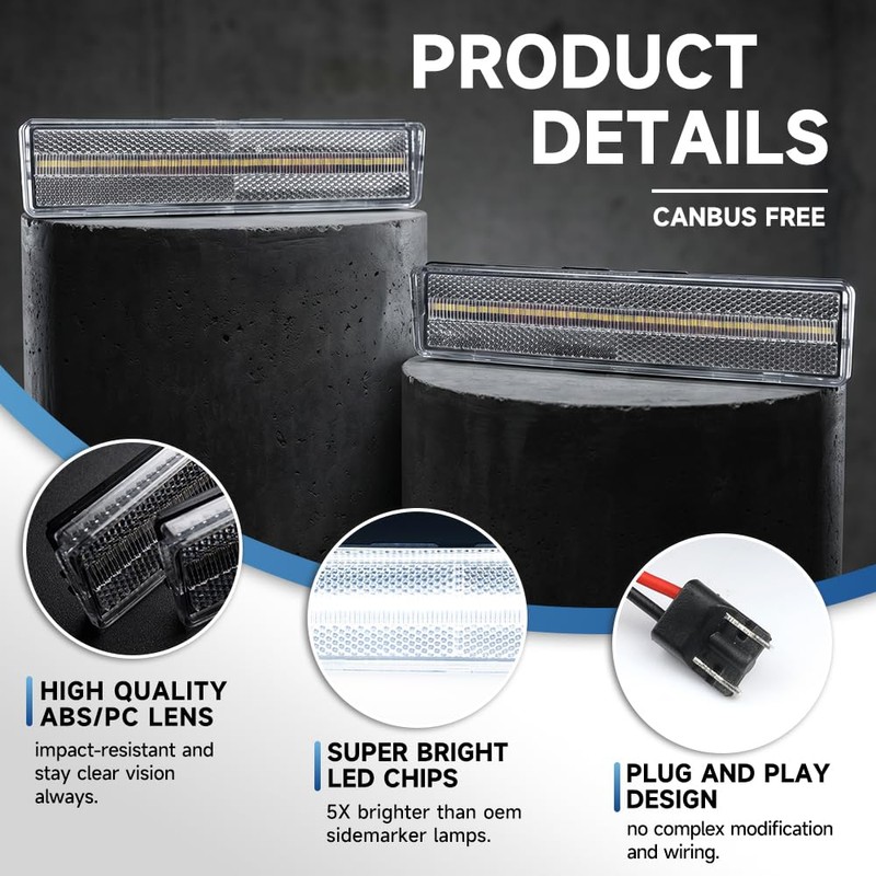 LED Side Marker Lights for 1980-1986 Fo'rd F150 F250 F350