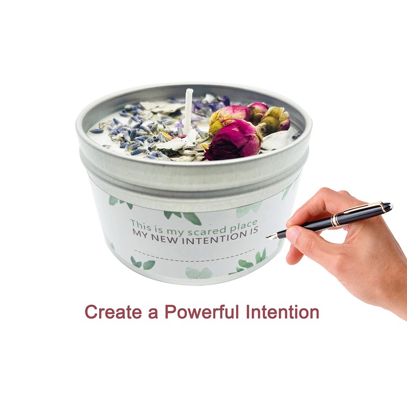 TOMOKO White Sage Scented Candle with Rose, Lavender and Crystal!