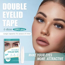 GEMERRY Slip-on Eyelids Stripes Invisible, 1392 Pieces Eyelid Stripes, Invisible Slip-On Eyelid Tapes, Waterproof Lifting without Surgery, Lid Lifting Stripes with Fork Rods, Tweezers (Eyelid Strips,