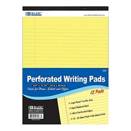 50 Ct. 8.5" x 11.75" Canary Perforated Writing Pad