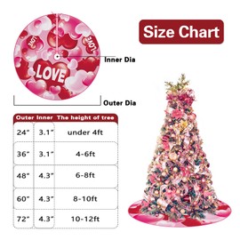 Fzbali Valentines Day Christmas Tree Skirt, 48 Inches Lace-up Rose Red Love