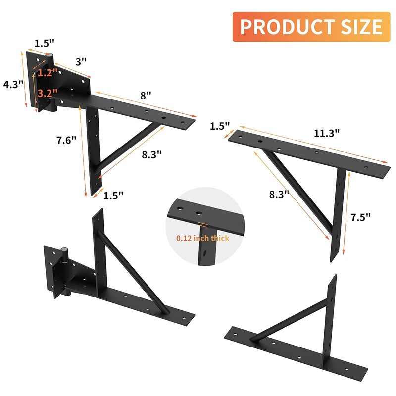 Gate Corner Brace Bracket Heavy Duty Adjustable No Sag Kit