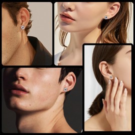 Ayoiow 2Pcs Stainless Steel Gauges Plugs, Silver Mens Gauges 0 with Cubic Zirconia Tunnels and Plugs for Ears