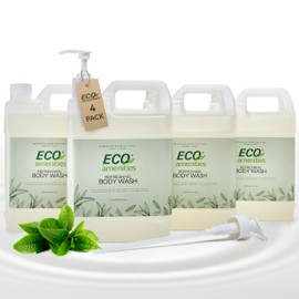 ECO amenities - Hand/Body Wash |Rectangular Refill - (Green Tea, Pack of 4, 1 Gallon Each)
