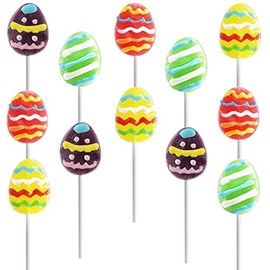 Happy Easter Egg Lollipops Suckers, Fat-Free, Individually Wrapped Easter Egg Pops (12-Pack)