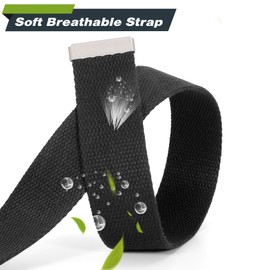 WHIPPY Canvas Web Belt Flip-Top Solid Black Military Buckle Fully Adjustable Mens Webbing Belts Cut To Fit Black White M