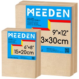 MEEDEN Unfinished Wood Canvas Kit: 1-1/2" Deep 6x8 9x12 Wooden Canvas Panel - 4 Pcs of Cradled Wood Art Boards for Pouring Art, Crafts, Painting