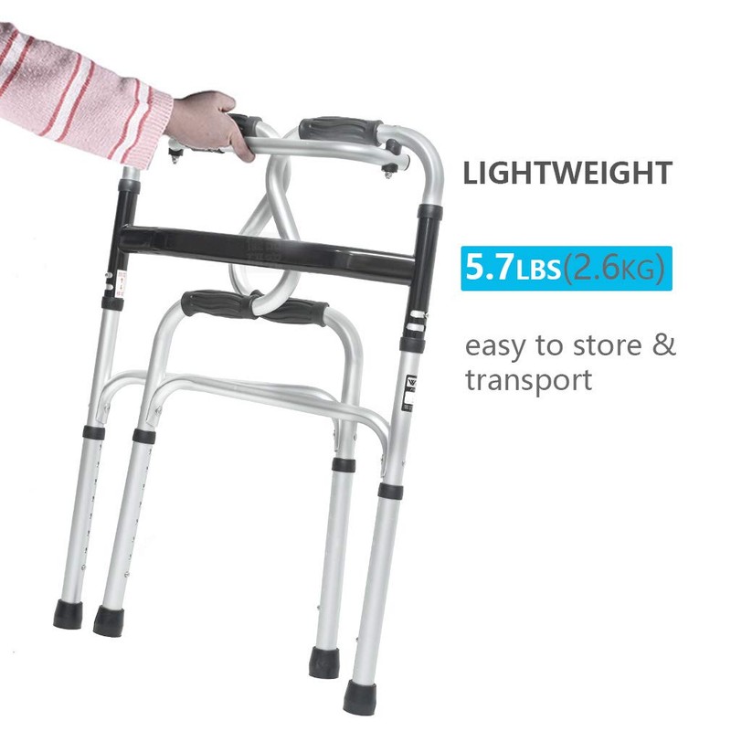 Morimoe Folding Walker with Wheels,Stand-Up Aid,Portable,Lightweight,Aluminum Alloy