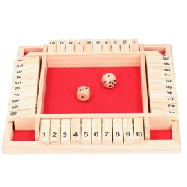 Wooden Number Board Dices Game Set Toy for 4 People KTV Pub Bar Party Supplies PropRed
