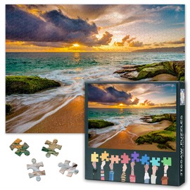 Seascape Puzzles, Beach Puzzles for Adults 1000 Pieces, Impossible Hard Difficult Challenging Puzzle for Adults, Seascape Jigsaw Puzzle 1000 Pieces for Adult 20X27 INCH