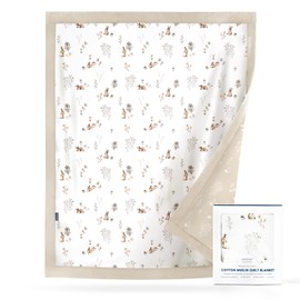 GRSSDER Cotton Muslin Quilt Blanket - Silky Soft and Breathable Baby Blanket Quilt, Oversized Muslin Blankets for Newborns, Toddlers & Kids, 6 Layers Reversible Design for All Seasons, 40" x 50"