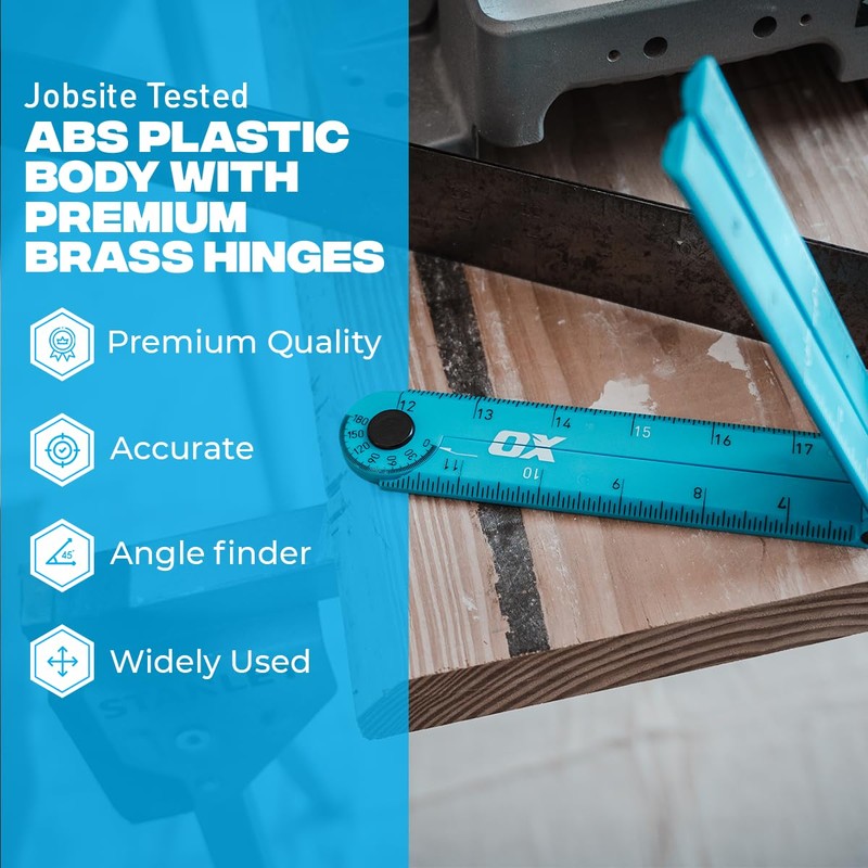 OX Tools Pro 24 Inch Cyan Imperial Tuff Construction Ruler