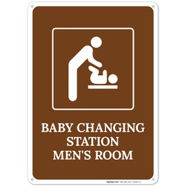 Baby Changing Station Men's Room Sign, 10x14 Inches, Rust Free .040 Aluminum, Fade Resistant, Made in USA