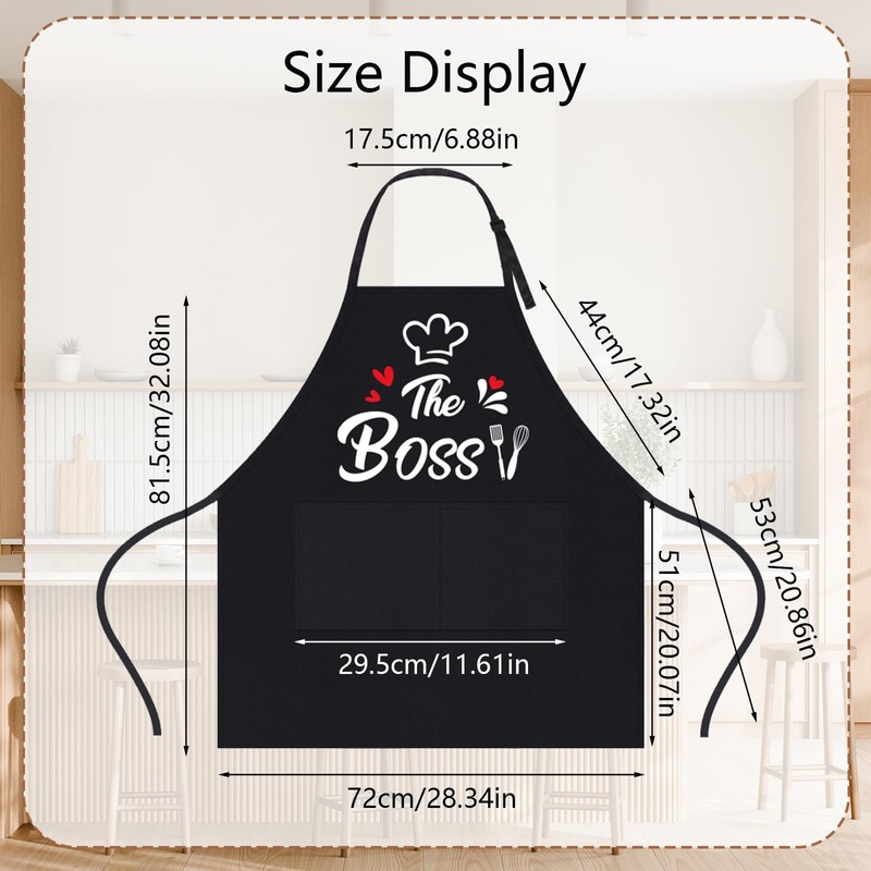 ROSEMO Mr & Mrs Kitchen Apron The Boss and The