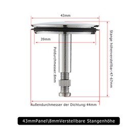 HAPPOW Bathtub Plug, 43 mm Plug Bathtub, Drain Plug Bathtub Made of Copper, Universal Bathtub Plug, Adjustable Support Rod: 47-67 mm, Drain Plug for Bathtubs and Kitchen Sinks