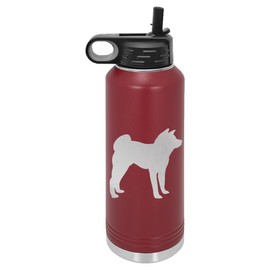 Akita Dog Insulated Water Bottle | Stainless Steel | Akita Dog Lover | Akita Gifts (32 oz, Maroon)