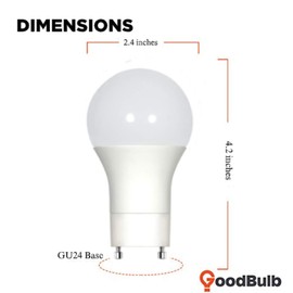 GoodBulb LED Light Bulbs - 9 Watt (60 Watt Equivalent) - Warm White - GU24 Twist and Lock Base - A19 Shape - 6 Pack