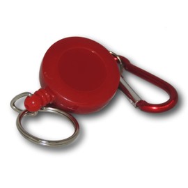 EPOSGEAR Retractable Reel Recoil Pull Key Ring Chain Cord Carabiner Belt Clip Ski Pass ID Card Badge Holder (1 Pack, Red - Keyring)