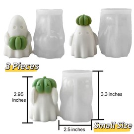 DoDoDoIYia - Juego de 3 moldes de resina de calabaza con forma de fantasma, para hacer velas de Halloween, kit de diversión, bonitos moldes de resina epoxi de silicona para manualidades