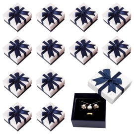 Bicuces 12 Pcs Gift Boxes Small Gift Box Jewelry Gift Box White Jewellery Gift Box with Lids Ring Earring Box Square Necklace Gift Box Bracelet Cardboard Box for Anniversaries, Weddings, Birthday